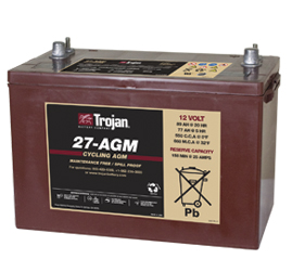 Trojan Group 27AGM 12 Volt Battery Free Delivery most locations in the lower 48*.
